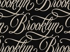 some type of calligraphy that is black and white with the words brooklyn on it