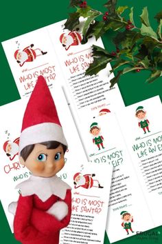 an elf is sitting on top of some christmas paper with the words, who's most like elf?