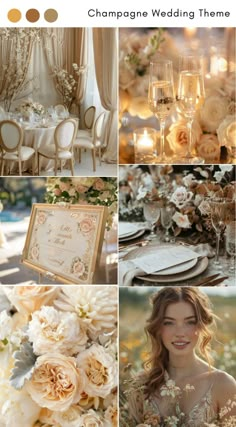 Pin this if you're planning a champagne-themed wedding. This elegant and versatile color palette pairs beautifully with various accents and decor styles, promising a celebration filled with warmth, glamour, and timeless love through thoughtful lighting, materials, and personalized details. Classic Romance Wedding Theme, Champagne Mood Board, Champagne Color Theme Wedding, Champagne Wedding Theme Decor, Nature Quince, Champagne Theme Wedding, Wedding Champagne Color, Champagne Themed Wedding, Nude Wedding Theme