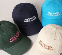 Stay stylish and spread a fun message with our Save Water Drink Margs Hat! This trendy cap features a playful embroidered slogan that's perfect for margarita lovers. Made from high-quality materials, it offers a comfortable fit and durable wear. Whether you're hitting the beach, lounging by the pool, or enjoying a casual day out, this hat is your go-to accessory. Show off your personality and love for a good time with the Save Water Drink Margs Hat - a perfect blend of humor and fashion. FEATURES: >100% Cotton Twill >Vat dyed for true color, low profile, six panel >Leather strap, antique brass grommet and buckle >Four rows of stitching on self-fabric sweatband >Adams exclusive Cool-Crown mesh in coordinating colors. Save Water Drink Margs, Tequila Gift, Bachelorette Party Hat, Bachelorette Inspo, Bachelorette Hats, Trendy Caps, No Boys Allowed, Stay Salty, Save Water Drink