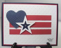 an american flag card with a heart and star