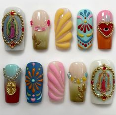 Mexican Inspo Nails, Mexican Nail Art Mexico, Mexican Nails Designs Mexico, Mexico Nails Designs, Mexico Nail Ideas, Mexico Inspired Nails, Mexican Inspired Nails Mexico, Mexican Inspired Nails, Mexican Nails Designs