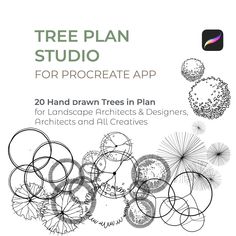 the cover of tree plan studio for procreate app, with an image of circles and