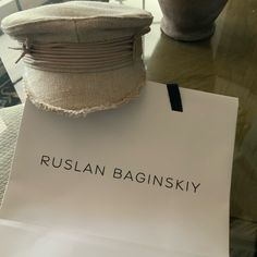 Darling Ruslan Baginskiy Beige Linen Bakers Hat - Tags Attached - Never Worn Designer Beige Summer Hat, Designer Beige Hat For Summer, Designer Beige Brimmed Hat, Designer Beige Cap, Bakers Hat, Women Accessories, Size Medium, Tags, Hats