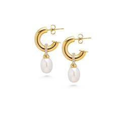 Elevate your elegance with Nialaya's Chunky Pearl Hoops. These stunning earrings blend classic sophistication with modern flair, featuring lustrous pearls set in bold, chunky hoops. Perfect for both casual and formal occasions, they add a touch of timeless beauty to any outfit. Whether you're dressing up for a night out or adding a bit of glamour to your everyday look, these chunky pearl hoops are the perfect accessory to make a statement with effortless style.  Please note that all Nialaya piec Gold Stainless Steel Earrings, Chunky Pearls, Formal Accessories, Color Earrings, June Birthstone Jewelry, Body Lotions, Steel Earrings, Hair Spray, Pearl Hoop Earrings