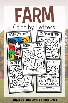 farm color by letter worksheets for preschool and homeschool students to print