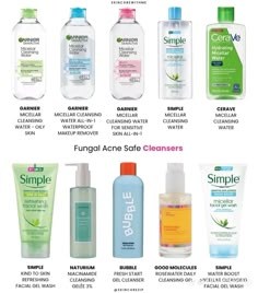 Fungal Acne Safe Products, Healthy Skin Care Acne, Teen Skincare Routine, Girl Hygiene, Acne Routine, Skincare Korean, Fungal Acne, Acne Products, Natural Skin Care Ingredients