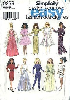 an image of women's clothing sewing pattern for dresses and skirts, from the 1990s