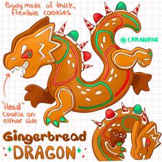 a gingerbread dragon with instructions for how to make it