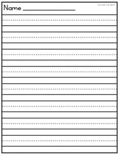 writing paper with lines and dots on the bottom, in black and white text that says name