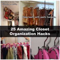 an image of closet organization hacks on the app store page, with text that reads 25 amazing closet organization hacks