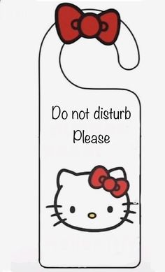 a hello kitty door hanger with the words do not disturb please