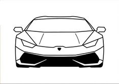 a drawing of a sports car in black and white, with the outlines on it