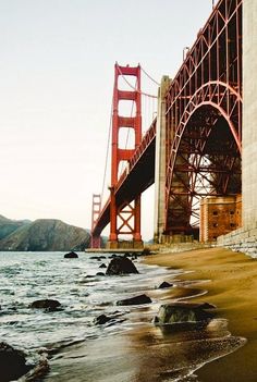 the golden gate bridge as seen from the beach