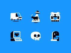 the icons are designed to look like they have different things on them, including skulls and dogs