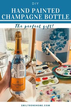 a hand painted champagne bottle is the perfect gift for someone who likes to do crafts