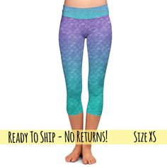 Yoga Leggings (Capri Length) - XS - Ariel Mermaid Inspired - READY TO SHIP ---- PLEASE NOTE: Items are new with no faults or flaws but may have been tried on or were a customer exchange. All Ready To Ship items are FINAL SALE and are not eligible for exchange or return. So please check your body measurements against the sizing chart before ordering! These yoga waist leggings fit a little smaller and lower-waisted than our other styles. --- ->> Ready To Ship items are available to US addresses on Leggings Collection, Ariel Mermaid, Mermaid Disney, Mermaid Inspired, Legging Fits, Yoga Capris, Womens Leggings, Disney Inspired, Capri Leggings