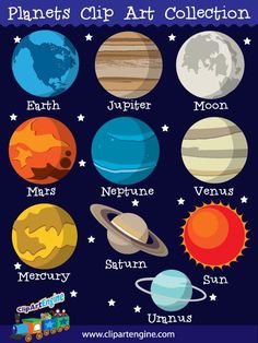 the planets clip art collection is available for all ages and children to use in their classroom