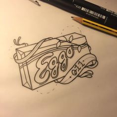 a drawing of a coca cola box with the word coke written on it and a pencil next to it