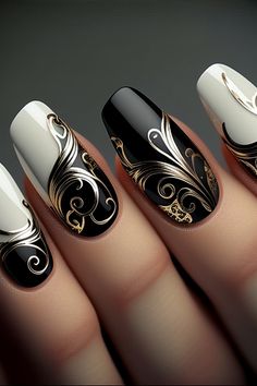 Крутые идеи для ногтей Black With Gold Nails, Vogue Hair, Classy Nail Designs, Hair Stores, Nail Polish Art, Trendy Nail Art, Dream Nails, Unique Nails