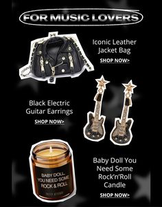 🎸 Searching for the best Rock’n’Roll stocking stuffers this holiday season? Check out our handpicked selection of edgy, music-inspired gifts perfect for rock lovers! From statement jewelry and band tees to unique candles and accessories, these small yet bold items will add a rebellious touch to any Christmas stocking. Shop now and surprise the rocker in your life with gifts that scream attitude! #RocknRollGifts #StockingStuffers #ChristmasGiftIdeas #MusicLovers #PrettyAttitude” Taylor Guitar, Best Rock, Perfect Stocking Stuffers, Unique Candles, Rock N, Band Tees