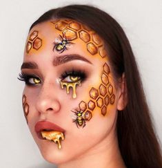 Nyx Bare With Me, Comic Makeup, Born To Glow, Cheer Makeup, Bee Makeup, Creepy Halloween Makeup, Halloween Eye Makeup, Face Paint Makeup, Halloween Makeup Inspiration