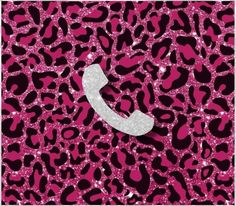 a pink and black leopard print with a white phone on it's back ground