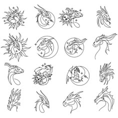 twelve zodiac signs with dragon heads