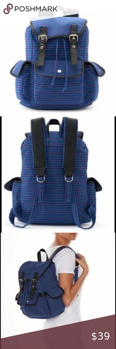 CANDIE’S Anna Bag Backpack Collegiate School Blue Stripe Anna Blue, Denim Backpack, Floral Backpack, Faux Leather Backpack, College Backpack, Denim And Lace, Blue Backpack, Pink Backpack, School Backpack