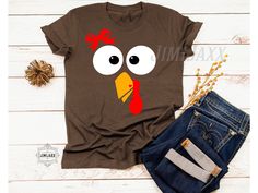 a t - shirt with a turkey face on it