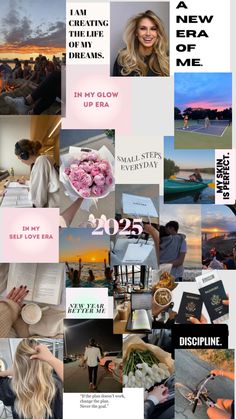 a collage of photos with the words, new year and other things on it