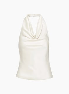 CECILIA TOP - Satin cowlneck halter top Going Out Tops Night Out, Clothes No Background, Aritzia Clothes, October Fits, Aritzia Shirt, Aritzia Outfit, Aritzia Top, Classy Tops, White Silk Top