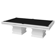 a white pool table with black top