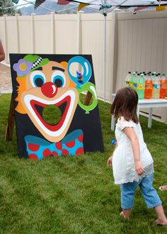 Bean bag toss and other traditional carnival games, dotted around the event site. Available for stallholders for fundraising. Circus Party Games, October Makeup, Clown Party, Kids Carnival, School Carnival, Spooky Art