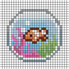 30x30 Pixel Art, Anime Pixel Art Grid Easy, Jellyfish Pixel Art Grid, Sea Animals Pixel Art, Fish Pixel Art, Turtle Pixel Art Grid, Cute Pixel Art, Pixel Art Ideas Creative