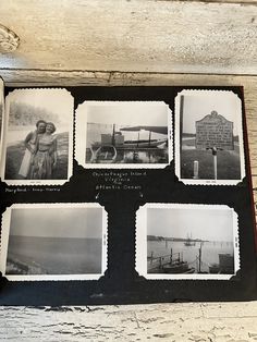 an old black and white photo with some pictures on it