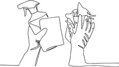 one continuous line drawing of two hands holding a book