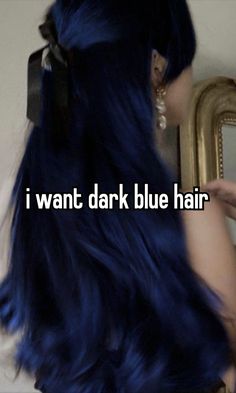 Blue Hair And Eyebrows, Dark Blue Hair Styles, Dark Blue Hair Aesthetic, Dark Blue Highlights, Blue Hair Ideas, Dark Blue Hair