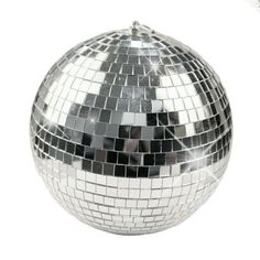 a shiny disco ball ornament on a white background