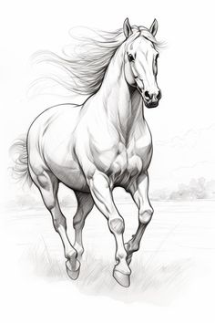 a drawing of a horse running in the grass