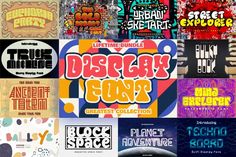 many different types of logos and stickers are shown in this collage with the words descary gang on them