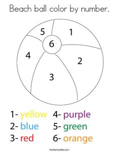 a beach ball color by number activity for kids to learn how to read the numbers