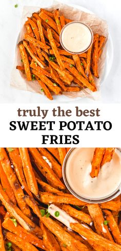 Oven Baked Crispy Sweet Potato Fries with Dip Fried Sweet Potato Fries, Southern Veggies, Easy Baked Sweet Potato, Perfect Potatoes, Fun Meals