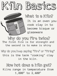 a poster with instructions on how to use the kiln basics for cooking and baking