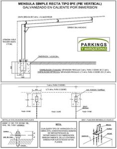 the diagram shows how to install an overhead line for parking garages and other areas