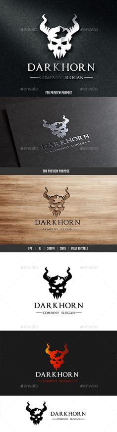 the logo for dark horn is shown in three different colors