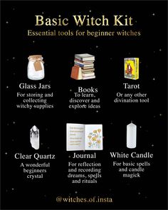 Beginner Witch Tips Witch Beginner Tips, Basic Witch Supplies, Begginer Witch Tips, Beginner Witch Supplies, Witch Craft For Beginners, Witch Tips For Beginners, Fairy Witch Aesthetic, Witch Podcast, Baby Witch Tips