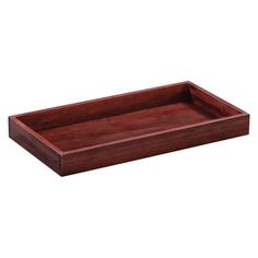 a wooden tray on a white background