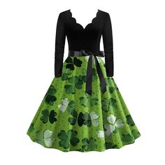 Silhouette:A-Line; Hemline / Train:Knee Length; Season:Fall  Winter; Sleeve Length:Long Sleeve; Look After Me:Washable; Gender:Women's; What's in the box:Dress,Homecoming Dresses; Types:Dress,A-Line Dress,Tea Dress,Flare Dress; Holiday:Saint Patrick's Day; Style:Vintage Inspired,Vintage Dress,Cocktail Dress,1950s; Elasticity:Micro-elastic; Occasion:Homecoming,Daily Wear; Material:Spandex,Polyester; Age Group:Teen,Adults'; Listing Date:12/20/2023; Clothing Length:; Bust:; Sleeve Length:; Waist: Vintage Inspired Cocktail Dress, 1950s Style Green A-line Dress, Ladies Fancy Dress, Cocktail Dress Vintage, 1950s Dress, Knee Length Dresses, Tea Dress, Types Of Skirts, Vintage Costumes