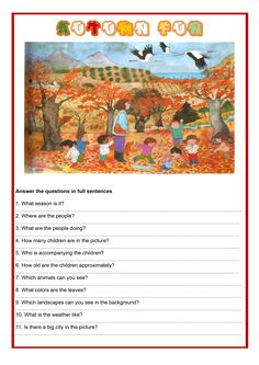 the autumn poem is shown in this printable worksheet for children to learn